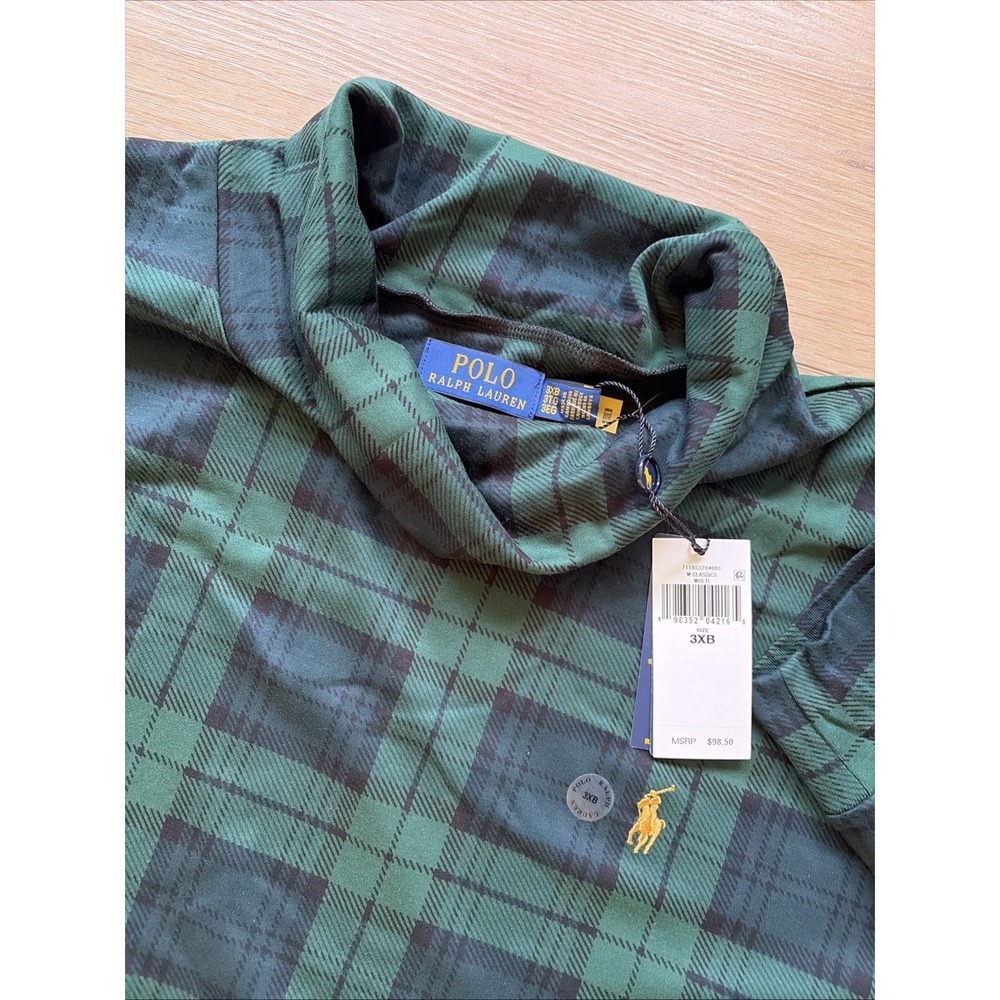 Polo‎ Ralph Lauren Blackwatch Plaid Soft Cotton Turtleneck 3XB Pony NWT $98 Navy